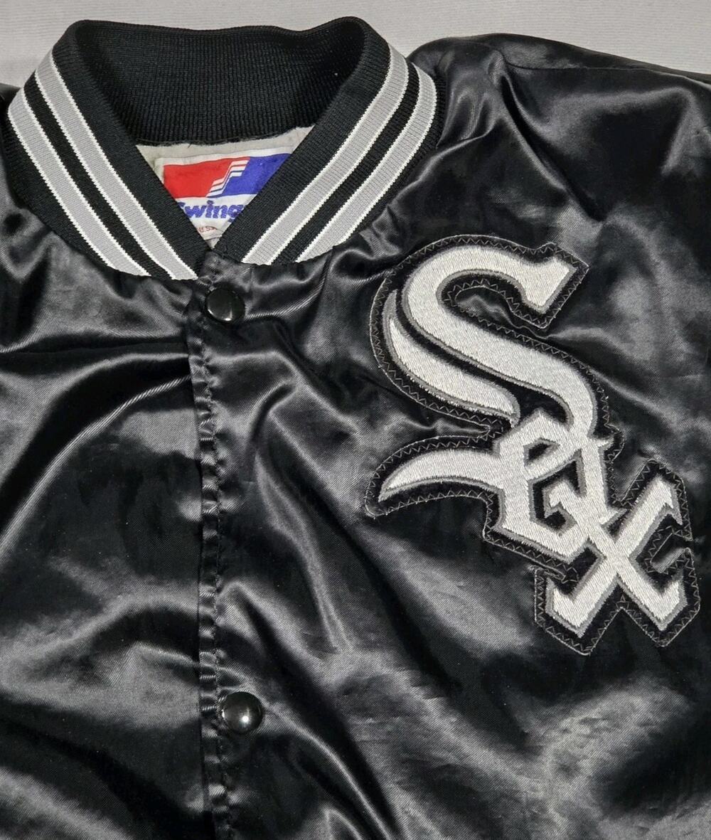 Vintage Chicago White Sox Satin Jacket Swingster Bomber Baseball USA 80s Large